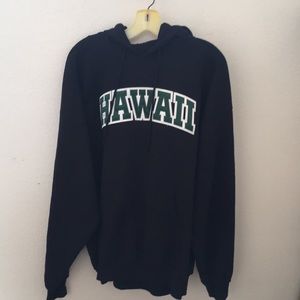 Hanes Hawaii Pull Over Sweatshirt Hoodie Stitched Logo XL Black